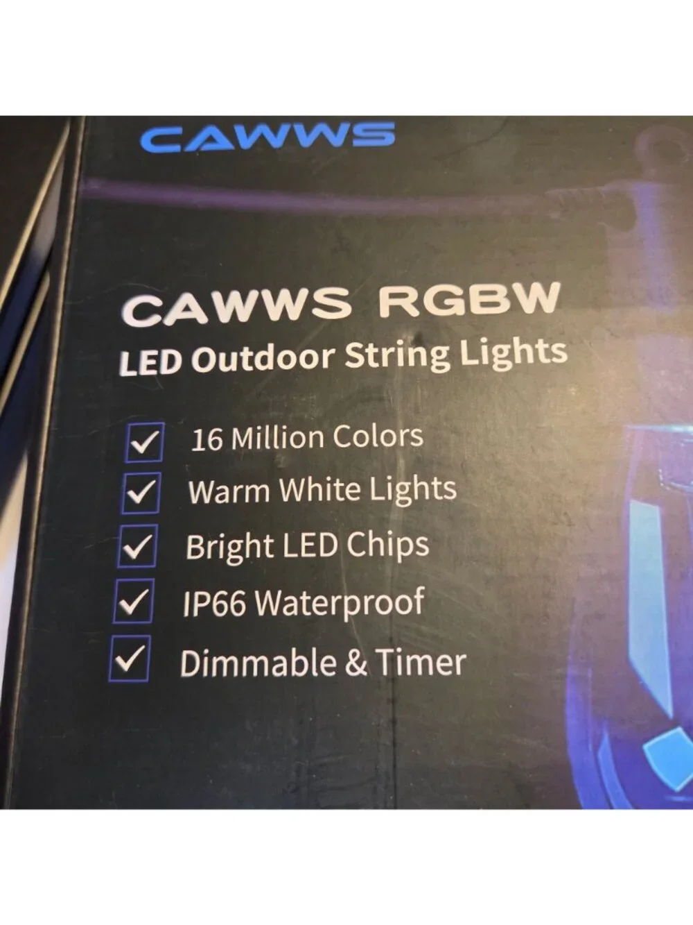 Outdoor String Lights 50FT- 20 RGBW LED Bulbs Dimmable & Waterproof App & Remote